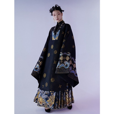 #ad Ancient Chinese Ming Dynasty Hanfu Robe Embroidery Horseface Skirt Dress Costume