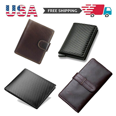 #ad Mens Portable Leather Wallet Money Bifold Trifold Credit Card ID Holder Purse US