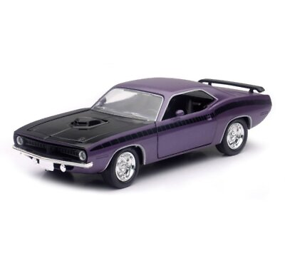 #ad 1970 Plymouth Cuda Purple New Ray 51393 1 32 scale Diecast Model Toy Car