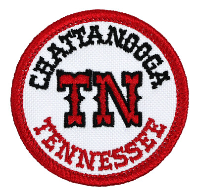 #ad Chattanooga Tennessee Embroidered Patch White Canvas Dk.Red Iron On Sew On Hat