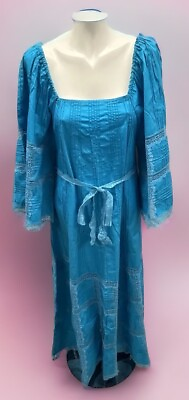 #ad Tipicano Traditional Mexican long Maxi turquoise dress Small
