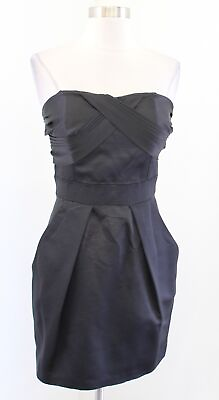 #ad BCBG BCBGeneration Black Strapless Ruched Cocktail Party Dress Size 8 NWT Flaw $14.99