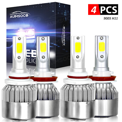 #ad 2 pairs H11 9005 Combo LED Headlight Bulbs High Low Beam Replace Halogen 6000K