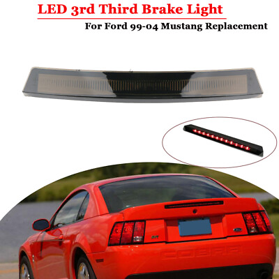 #ad Red LED 3Rd Brake Light Tail Rear Lamp Smoke Lens Ford 1999 04 Mustang Toyota