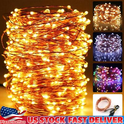 #ad 10M 30M LED Solar IP65 Waterproof Copper Wire Fairy Outdoor Garden String Lights