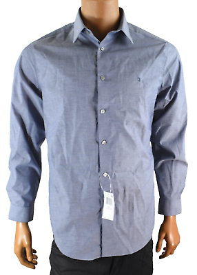 #ad Calvin Klein Mens Shirt L 16 32 33 New Button Down Blue Long Sleeves Slim Fit