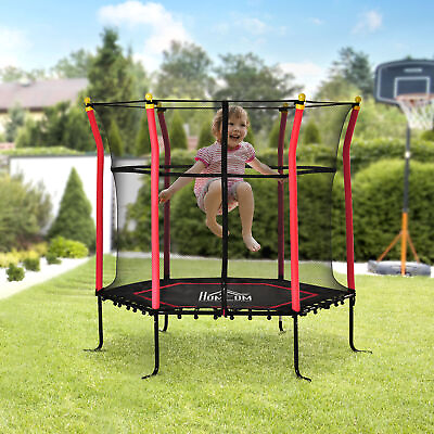 #ad Trampoline for Kids with Net for Indoor Outdoor Use Red