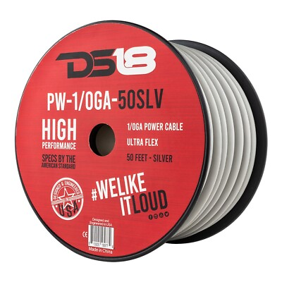 #ad DS18 PW 1 0GA 50SLV 0 Gauge 50 Feet Power Cable Silver