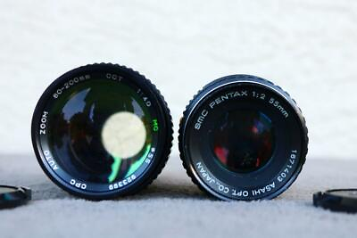 #ad Vintage camera lenses Lens CCT 80 200mm 1:4.0 amp; SMC Pentax 1:2 55mm As found NR