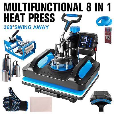 #ad 8 in 1 Heat Press Machine Sublimation Printing 15quot;x12quot; For T Shirt Mug Hat Plate