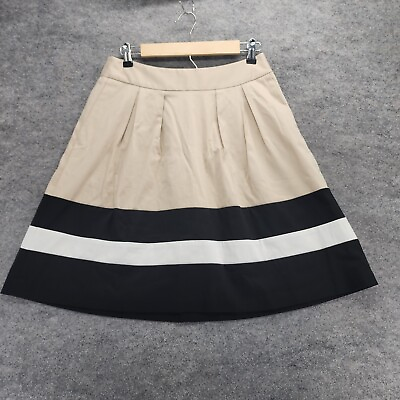 #ad White House Black Market Skirt Womens 6 Pleated A Line Beige Pockets