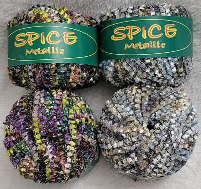 #ad New Mixed Lot 4 Balls Knitting Fever Yarn Spice Metallic Multicolor 125yds 50g