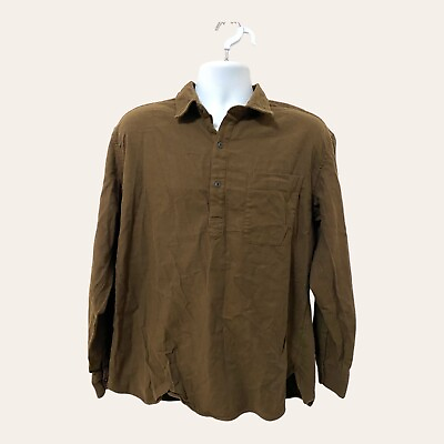 #ad Uniqlo Mens Brown Half Button Popover Collar Shirt Size XL Henley