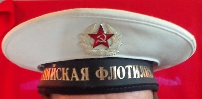 #ad RARE VINTAGE Caspian Flotilla RUSSIAN USSR SOVIET UNION SAILOR NAVY HAT CAP