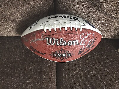 #ad 1997 Denver Broncos Super Bowl Football Signed John Elway amp; Mike Shanahan