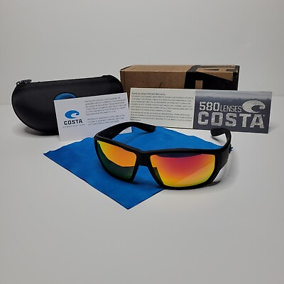 #ad Costa Del Mar Tuna Alley Sunglasses Black Orange 580p Polarized Lens