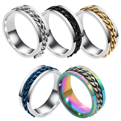 #ad 50PCs Men Women#x27;s Stainless Steel Rings Chain Spinner Fashion Jewelry Mix Colors