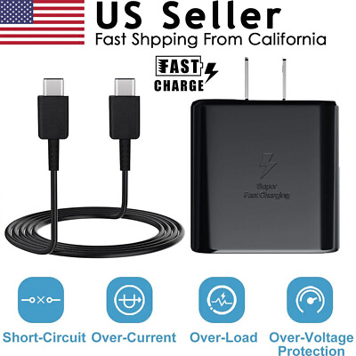 #ad 45W Super Fast Wall Charger Type USB C 6FT Cable For Samsung Galaxy S22 S21 S20