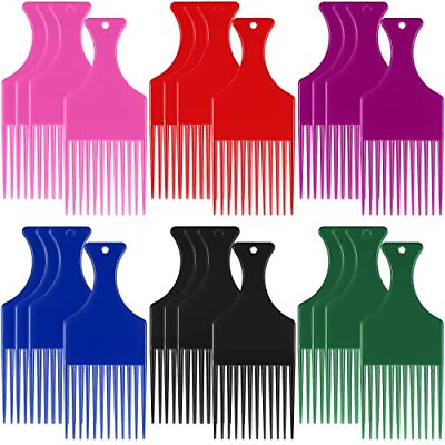 #ad 24 Pieces Hair Pick Comb Lift Picks For Curly Smooth Afro Plastic Thick Long ...