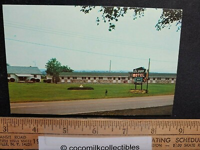 #ad Postcard 1980s Silver Creek New York Olson Motel Building View Write Up Chrome