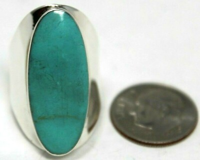 #ad Green Copper Turquoise Ring Sz 10 Sterling Silver 925 Unisex Oval Aprox 7.1Gr J4