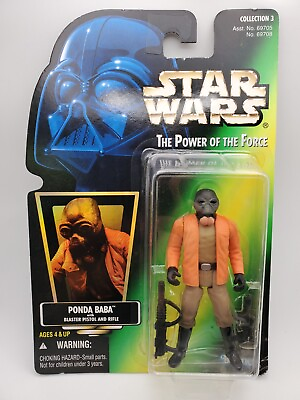 #ad Star Wars Ponda Baba 3.75 Inch Power of the Force II Green Card Hologram Figure