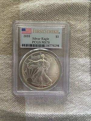 #ad PCGS 2010 Silver Eagle MS70 First Strike Toning on edge
