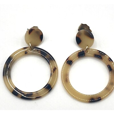 #ad Tortoise Design Acrylic Drop Dangle 2quot; hoop Earrings