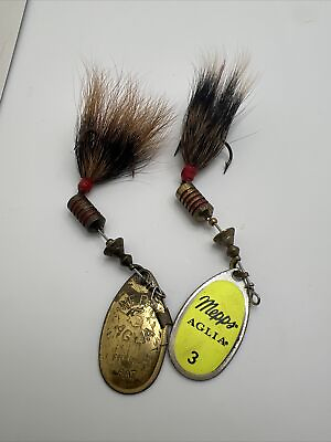 #ad VINTAGE MEPPS NO. 3 AGLIA SPINNING LURES LOT OF 2