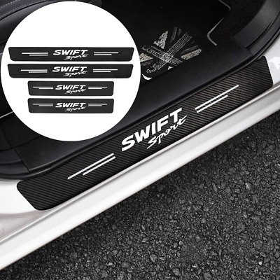 #ad 4pcs For Suzuki Swift Carbon Fiber Car Door Sill Scuff Plate Protector Sticker