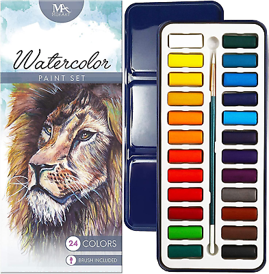 #ad Watercolor Paint Essential Set 24 Vibrant Colors Lightweight and Portable New