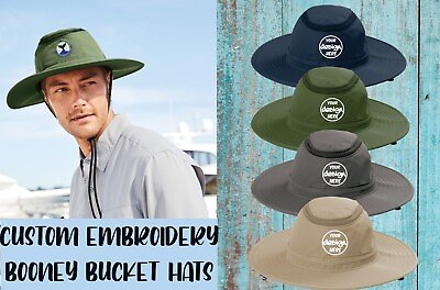 #ad Ink Stitch Custom Logo Texts Stitching Outdoor Ventilated Wide Brim Hat