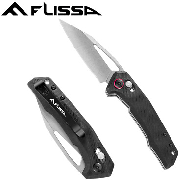 #ad FLISSA Pocket Knife Folding EDC Knife 3 1 4 inch D2 Blade Axis Lock w G10 Handle