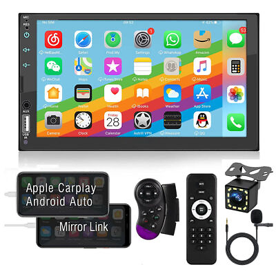 #ad 7quot; Car Radio For Apple Andriod Carplay Car Stereo Touch Screen Double DinCamera