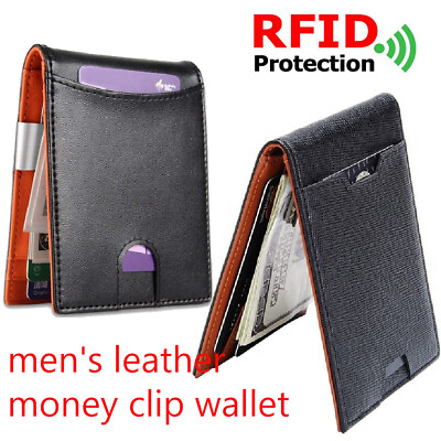 #ad Slim Mens Wallet with Money Clip Leather RFID Blocking Bifold Credit Card Holder