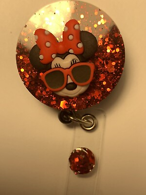 #ad retractable badge holder disney Minnie Mouse With Glasses. Super Cute.