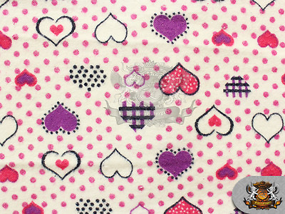#ad Cotton Flannel POLKA DOTS HEARTS FUCHSIA Fabric 45quot; Wide Sold by the Yard