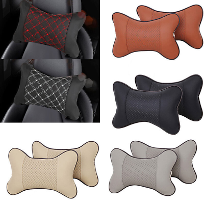 #ad Universal PU Leather Car Seat Head Neck Rest Cushion Pad Headrest Pillow