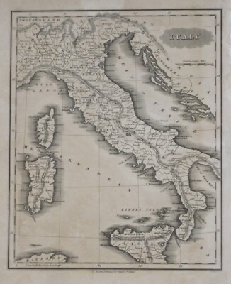 #ad Original 1834 Map ITALY States of the Church Naples Tuscany Venice Sardinia Rome