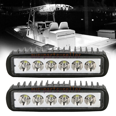 #ad 2x 6quot; LED Work Light Flood Bar Marine Spreader Deck Mast Work lights Boat White