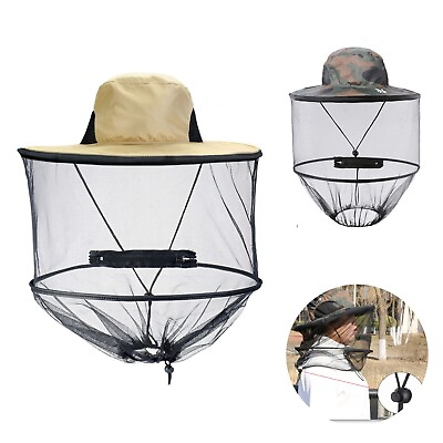 #ad Mosquito Bee Insect Mesh Head Face Protect Fishing Net Hat Mask Cap Outdoor USA