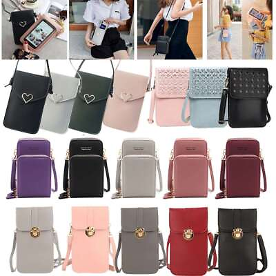 #ad Women Leather Wallet Touch Screen Cell Phone Purse Crossbody Shoulder Strap Bag
