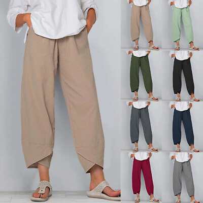 #ad Women Solid Casual Baggy Harem Pants Ladies Summer Loose Trousers Bottoms US