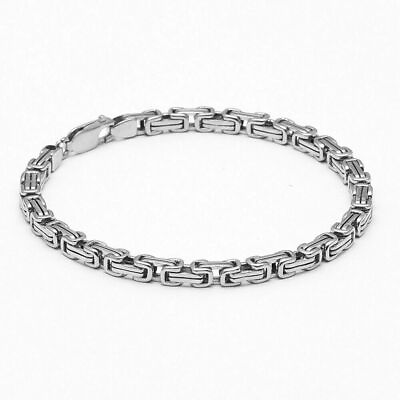#ad Classic Studded King Chain Solid Platinum Plain Bracelet Width 2.3 Length 8.5
