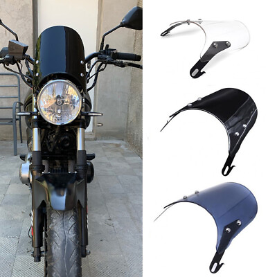 #ad Universal Motorcycle Headlight Fairing Windshield 5 7#x27;#x27; Round PC Windscreen $23.39