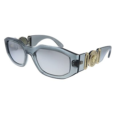 #ad Versace VE 4361 311 6G Transparent Grey Plastic Square Sunglasses Grey Mirror