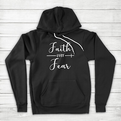 #ad Faith Over Fear Christian Cross Jesus Church Religious Unisex Hoodie Sweater