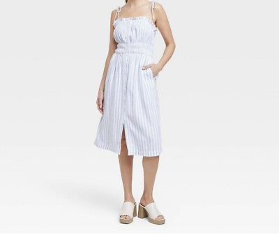 #ad Women’s Universal Thread Smocked Sundress Blue Stripe chose size