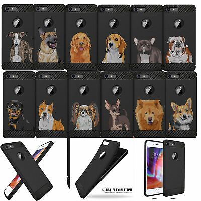 #ad For iPhone 7 iPhone 8 Case with Dog Designs Slim Black Flexible TPU Cover