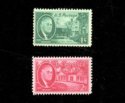 #ad US. Postal Stamp 1945 1 Cent and 2 Cent set Franklin D. Roosevelt #930 and #931